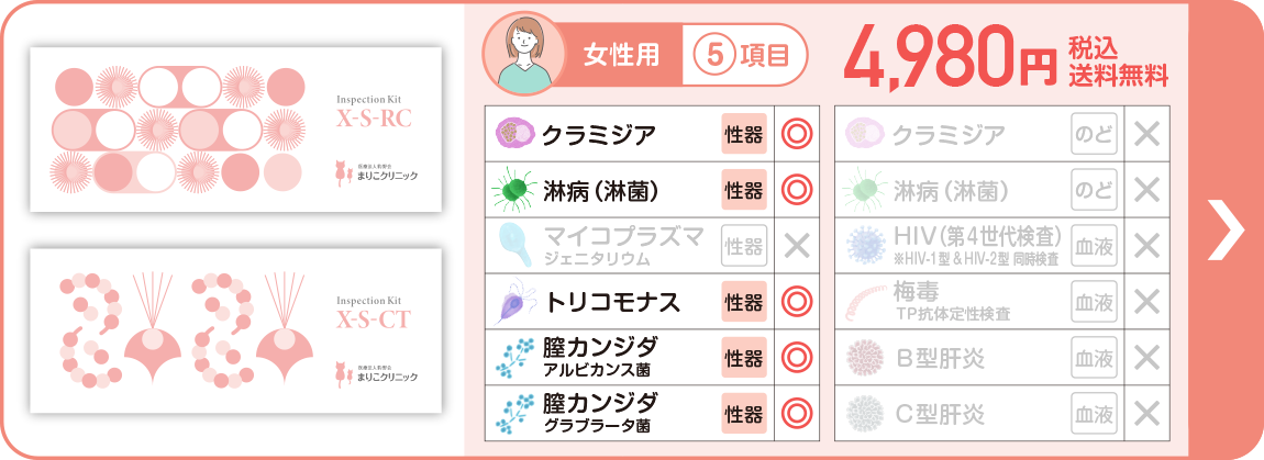 女性用 5項目 セット購入で4,980円（税込）送料無料